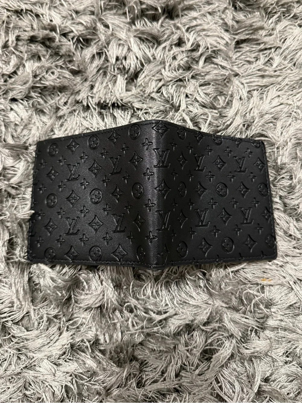 Louis Vuitton Black Monogram Embossed Money Clip Wallet